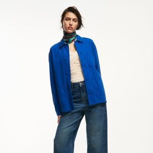 ZARA OVERSIZED OVERSHIRT WITH POCKETS BLUE